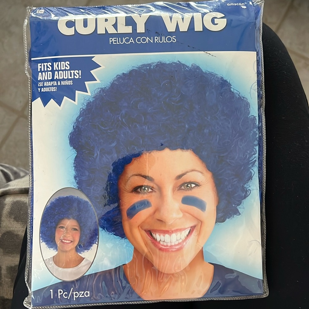 Curly Blue Wig Halloween